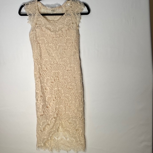 Free People Intimately Cream Color Lace Peek A Boo Slip Dress Size XS - Picture 9 of 9